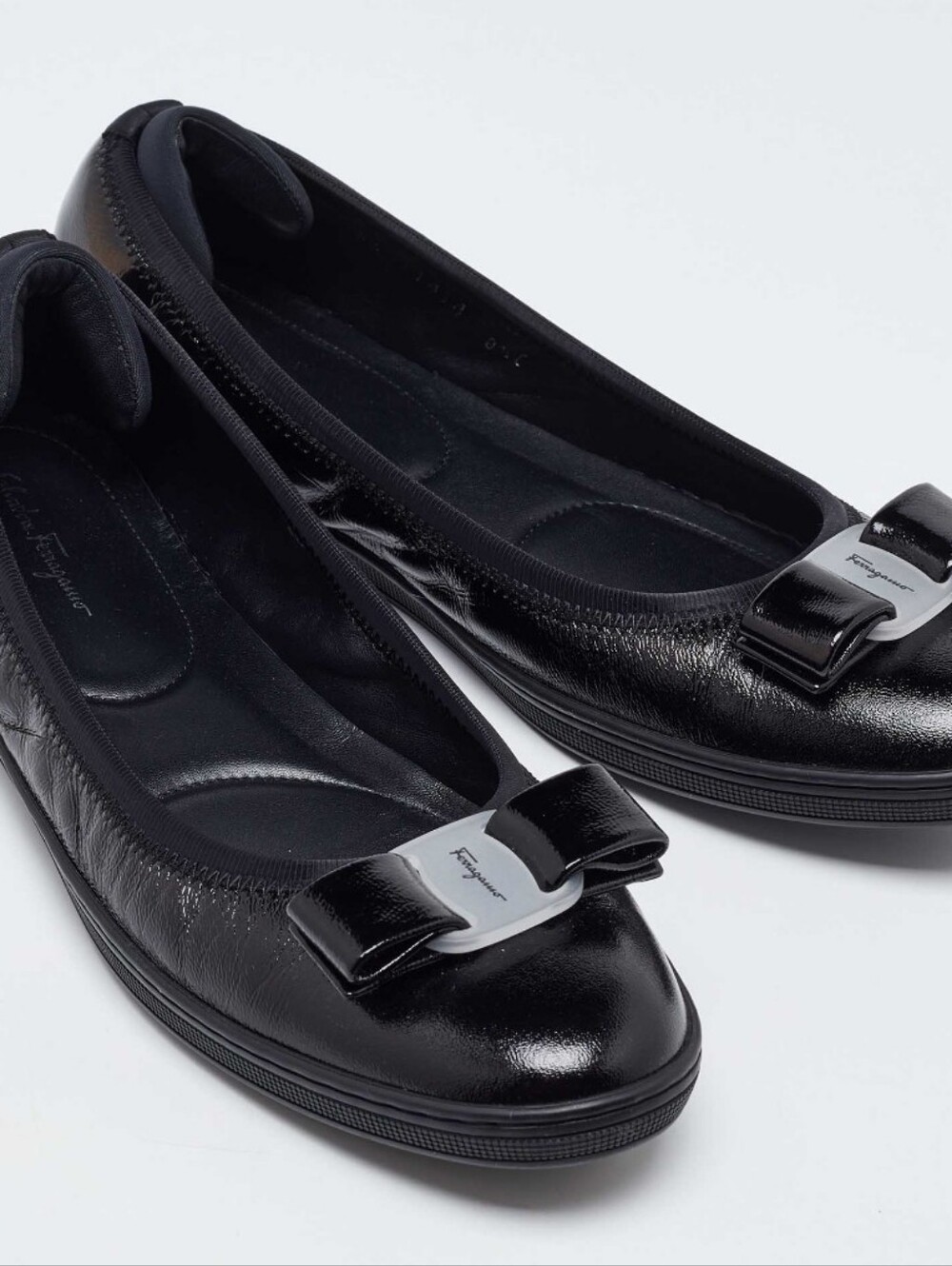 Salvatore Ferragamo $520 Savina Sneaker-Style Ballet Flats In Black Leather 8